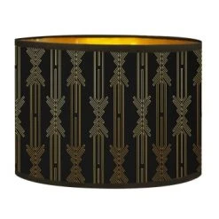 Abat-jours Lampadaires Abat-jour Lampadaire Doré Imprimé Noir Et Or Lazarre T 40 X H 25 -Luminaires Ventes abat jour chevet dore imprime noir et or lazarre t 25 x h 18
