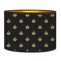 Abat-jours Lampadaires Abat-jour Lampadaire Doré Imprimé Noir Et Or Lys T 40 X H 25 -Luminaires Ventes abat jour chevet dore imprime noir et or lys t 25 x h 18