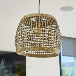 LUMISKY Suspensions Abat Jour Int/ext Fibre Naturelle Beige D38CM -Luminaires Ventes abat jour int ext fibre naturelle beige d38cm 3