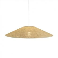 LUMISKY Suspensions Abat-jour Intérieur Fibre Naturelle Beige D60CM