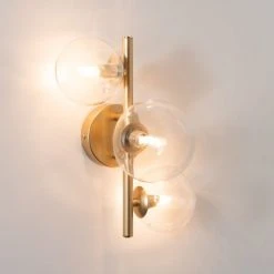 Luminaires Ventes -Luminaires Ventes applique 3 globes en verre et metal dore 1000 4 1 211110 1