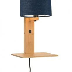 Good & Mojo Appliques Murales Et Spots Applique Bambou/lin Avec Tablette H36cm -Luminaires Ventes applique bambou lin avec tablette h36cm 16