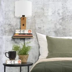 Good & Mojo Appliques Murales Et Spots Applique Bambou/lin Avec Tablette H36cm -Luminaires Ventes applique bambou lin avec tablette h36cm 19