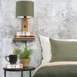 Good & Mojo Appliques Murales Et Spots Applique Bambou/lin Avec Tablette H36cm -Luminaires Ventes applique bambou lin avec tablette h36cm 2