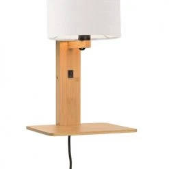 Good & Mojo Appliques Murales Et Spots Applique Bambou/lin Avec Tablette H36cm -Luminaires Ventes applique bambou lin avec tablette h36cm 21