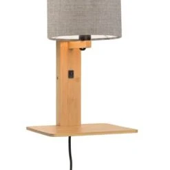 Good & Mojo Appliques Murales Et Spots Applique Bambou/lin Avec Tablette H36cm -Luminaires Ventes applique bambou lin avec tablette h36cm 23