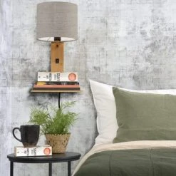 Good & Mojo Appliques Murales Et Spots Applique Bambou/lin Avec Tablette H36cm -Luminaires Ventes applique bambou lin avec tablette h36cm 26