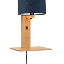 Good & Mojo Appliques Murales Et Spots Applique Bambou/lin Avec Tablette H36cm -Luminaires Ventes applique bambou lin avec tablette h36cm 29