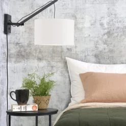 Good & Mojo Appliques Murales Et Spots Applique Bambou/lin Blanc L50cm -Luminaires Ventes applique bambou lin blanc l50cm 7