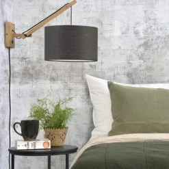Good & Mojo Appliques Murales Et Spots Applique Bambou/lin Gris Foncé L50cm -Luminaires Ventes applique bambou lin gris fonce l50cm 2