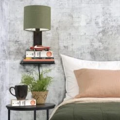 Good & Mojo Appliques Murales Et Spots Applique Bambou Noir/lin Avec Tablette H36cm -Luminaires Ventes applique bambou noir lin avec tablette h36cm 14