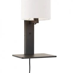 Good & Mojo Appliques Murales Et Spots Applique Bambou Noir/lin Avec Tablette H36cm