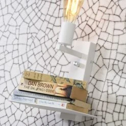 It's About Romi Appliques Murales Et Spots Applique Blanche Avec Tablette H25cm -Luminaires Ventes applique blanche avec tablette h25cm 2