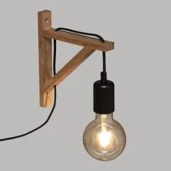 Decoratie Appliques Murales Et Spots Applique Bois Naturel H22,5cm -Luminaires Ventes applique bois naturel h22 5cm 2