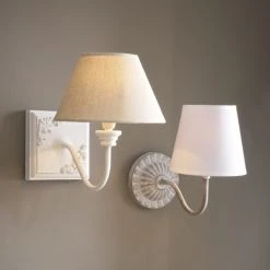 Luminaires Ventes -Luminaires Ventes applique effet blanchi et abat jour ecru 1000 1 12 153885 4