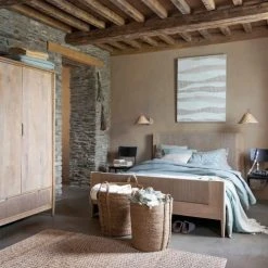 Maisons Du Monde Appliques Murales Et Spots Applique En Bois De Chêne, Métal Doré Et Abat-jour En Rotin Tressé Main -Luminaires Ventes applique en bois de chene metal dore et abat jour en rotin tresse main 1000 2 31 222702 3