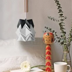 Tedzukuri Atelier Appliques Murales Et Spots Applique En Bois Et Petite Suspension Origami En Papier -Luminaires Ventes applique en bois et petite suspension origami en papier 3
