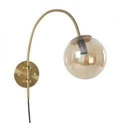 Maisons Du Monde Appliques Murales Et Spots Applique En Métal Doré Mat Et Globe En Verre Ambré