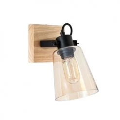 Maisons Du Monde Appliques Murales Et Spots Applique En Verre, Métal Noir Et Hévéa