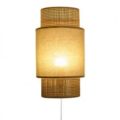 Decoratie Appliques Murales Et Spots Applique Incurvée Rotin Tissu Beige -Luminaires Ventes applique incurvee rotin tissu beige 2