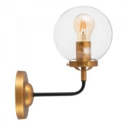 Ixia Appliques Murales Et Spots Applique Murale En Métal Doré Et Noir Globe En Verre H32,5cm