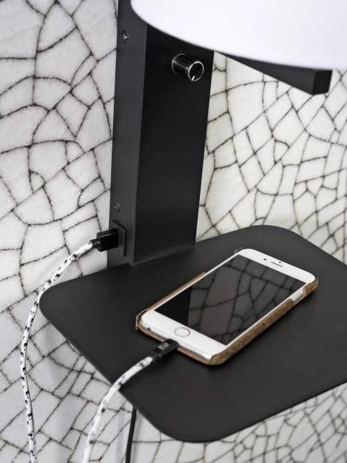 It's About Romi Appliques Murales Et Spots Applique Noire Avec Tablette Et Abat-jour Gris H42cm 5 It's About Romi Appliques Murales Et Spots Applique Noire Avec Tablette Et Abat-jour Gris H42cm – Image 3