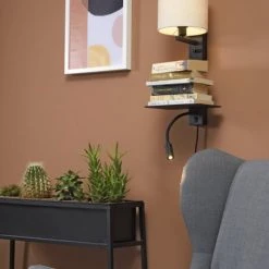 It's About Romi Appliques Murales Et Spots Applique Noire Avec Tablette Liseuse Et Abat-jour H52cm -Luminaires Ventes applique noire avec tablette liseuse et abat jour h52cm 14