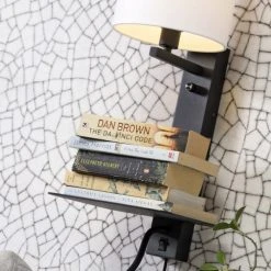 It's About Romi Appliques Murales Et Spots Applique Noire Avec Tablette Liseuse Et Abat-jour H52cm -Luminaires Ventes applique noire avec tablette liseuse et abat jour h52cm 16