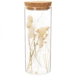 Maisons Du Monde Guirlandes Et Décorations Lumineuses Bocal Lumineux En Verre, Bouchon En Liège Et Fleurs Séchées H21