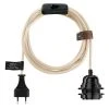 Hoopzi Suspensions Fil électrique En Tissu Luminaire Beige 4,5m