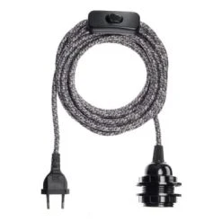 Hoopzi Suspensions Fil électrique En Tissu Luminaire Pied De Poule 4,5m -Luminaires Ventes fil electrique en tissu luminaire gentleman chevron 4 5m