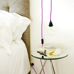 Hoopzi Suspensions Fil électrique En Tissu Luminaire Magenta 4,5m -Luminaires Ventes fil electrique en tissu luminaire magenta 4 5m 1