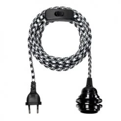Hoopzi Suspensions Fil électrique En Tissu Luminaire Pied De Poule 4,5m