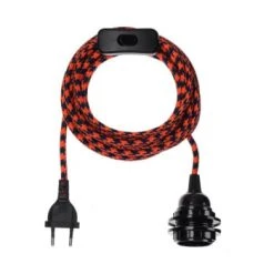 Hoopzi Suspensions Fil électrique En Tissu Luminaire Pied De Poule 4,5m -Luminaires Ventes fil electrique en tissu luminaire pied de poule c b 4 5m 1