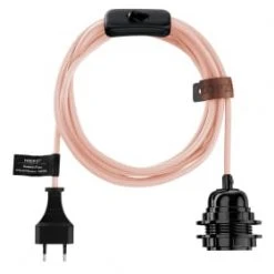 Hoopzi Suspensions Fil électrique En Tissu Luminaire Rose Pastel 4,5m -Luminaires Ventes fil electrique en tissu luminaire rose pastel 4 5m 4