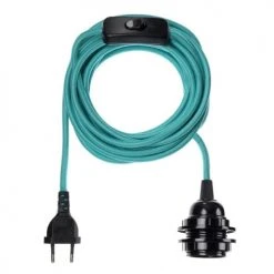 Hoopzi Suspensions Fil électrique En Tissu Luminaire Turquoise 4,5m