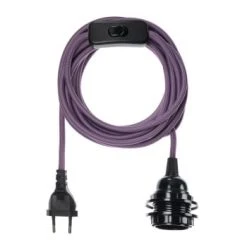 Hoopzi Suspensions Fil électrique En Tissu Luminaire Magenta 4,5m -Luminaires Ventes fil electrique en tissu luminaire violet 4 5m 6