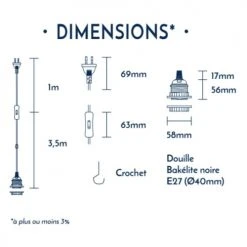 Hoopzi Suspensions Fil électrique Sectionnable En Tissu Luminaire Cuivre 4,5m -Luminaires Ventes fil electrique sectionnable en tissu luminaire cuivre 4 5m 2