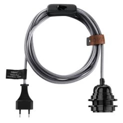 Hoopzi Suspensions Fil électrique Sectionnable En Tissu Luminaire Metal 4,5m