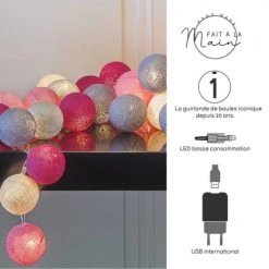 La Case De Cousin Paul Guirlandes Et Décorations Lumineuses Guirlande Lumineuse Rose Et Gris -Luminaires Ventes guirlande lumineuse rose et gris 3