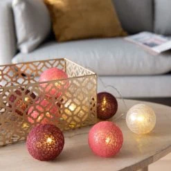 Maisons Du Monde Guirlandes Et Décorations Lumineuses Guirlande Lumineuse Rose, Violet Et Doré 10 LED L180 -Luminaires Ventes guirlande lumineuse rose violet et dore 10 led l180 1000 9 33 227911 3