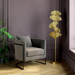 Kare Design Lampadaires Lampadaire 5 Feuilles De Ginkgo En Acier Doré H160 -Luminaires Ventes lampadaire 5 feuilles de ginkgo en acier dore h160 1