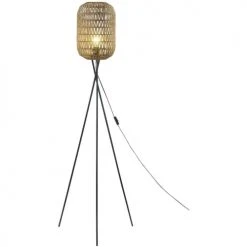ATHM DESIGN Lampadaires Lampadaire Abat Jour Rotin Beige Et Pieds Métal Noir -Luminaires Ventes lampadaire abat jour rotin beige et pieds metal noir 2