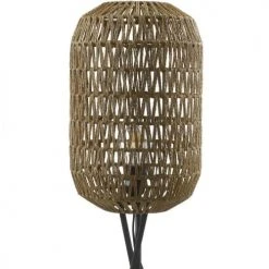 ATHM DESIGN Lampadaires Lampadaire Abat Jour Rotin Beige Et Pieds Métal Noir -Luminaires Ventes lampadaire abat jour rotin beige et pieds metal noir 4