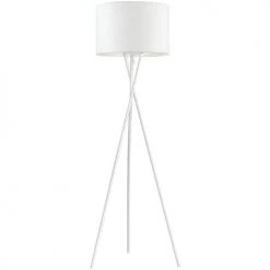 ATHM DESIGN Lampadaires Lampadaire Abat Jour Tissu Blanc Et Pied Métal