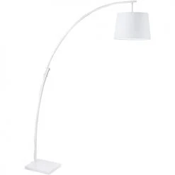 ATHM DESIGN Lampadaires Lampadaire Abat Jour Tissu Blanc Et Pied Métal