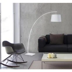 ATHM DESIGN Lampadaires Lampadaire Abat Jour Tissu Blanc Et Pied Métal -Luminaires Ventes lampadaire abat jour tissu blanc et pied metal 8