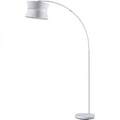 ATHM DESIGN Lampadaires Lampadaire Abat Jour Tissu Blanc Pied Métal