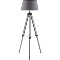 ATHM DESIGN Lampadaires Lampadaire Abat Jour Tissu Noir Et Pieds Bois -Luminaires Ventes lampadaire abat jour tissu gris et pieds bois 3