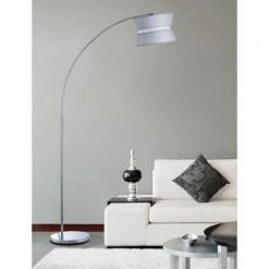 ATHM DESIGN Lampadaires Lampadaire Abat Jour Tissu Gris Pied Métal -Luminaires Ventes lampadaire abat jour tissu gris pied metal 2